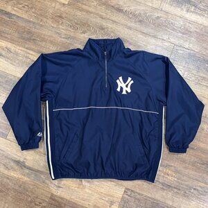 NEW YORK YANKEES Authentic Majestic QUARTER 1/4 ZIP Jacket PULLOVER Men XXL